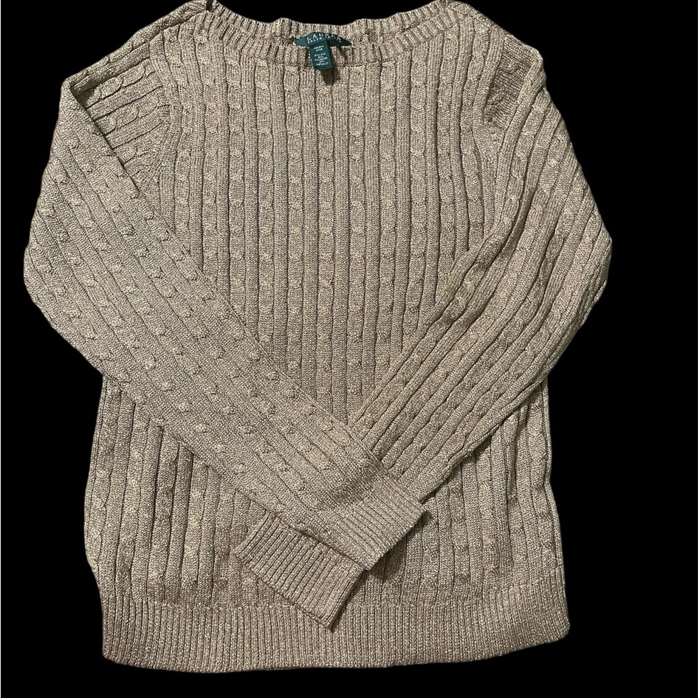 Lauren by Ralph Lauren Silk Metallic Gold Sweater